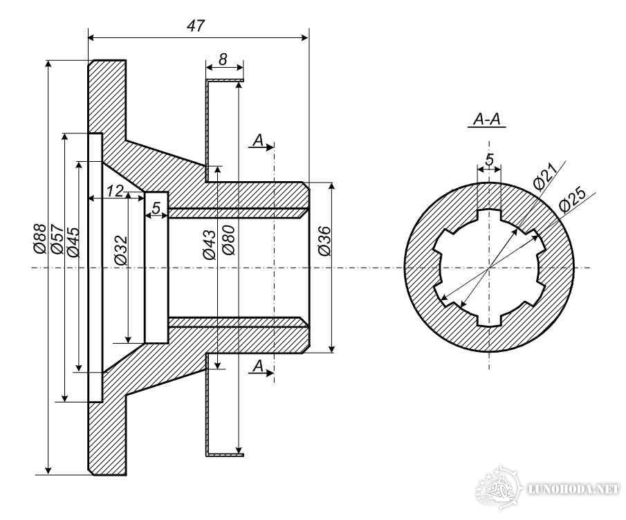 Фланец карданного вала чертеж
