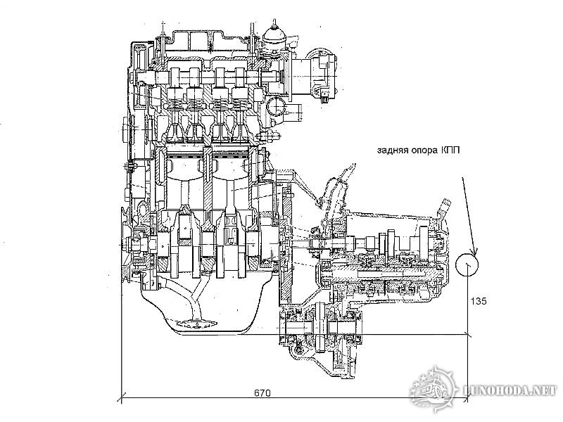 Схема двигателя и коробки